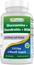 Best Naturals Glucosamine Chondroitin και MSM (Non-GMO) - Προώθηση της κοινής υγείας - 180 κόμης
