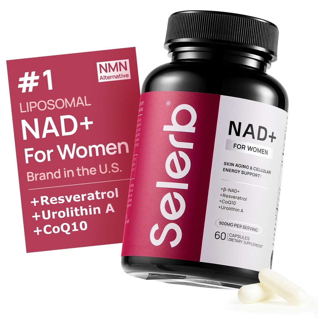 NAD+ Συμπλήρωμα για γυναίκες - NMN Εναλλακτική λύση με β-NAD+, Trans-Reεσβερατρόλη, CoQ10, D-Rιβόζη - Προάγει Κυτταρική Ανανέωση, Ενέργεια, και Ακτινωτή Υγεία του δέρματος - 60 Κάψουλες Advanced