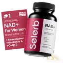 NAD+ Supplement for Women - NMN Alternative with β-NAD+, Trans-Resveratrol, CoQ10, D-Ribose - Promotes Cellular Renewal, Energy, and Radiant Skin Health - 60 Capsules Advanced