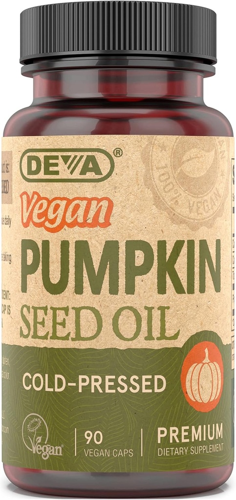 DEVA Διατροφή Vegan Pumpkin Speed Oil 500 mg, Ψυχρό - 90 κάψουλες, 1-πακέτο