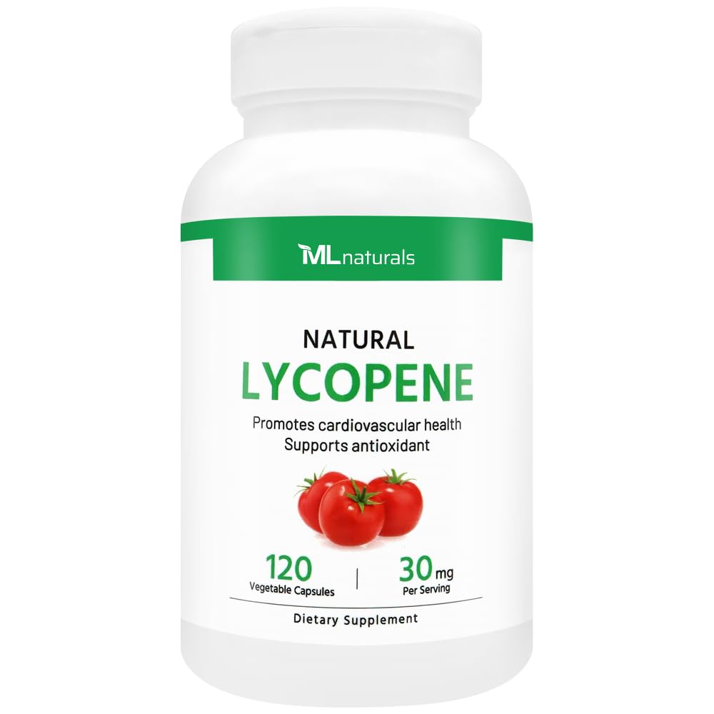 ML Naturals Φυσικό Λυκοπένιο 30 mg 120 Καψάκια λαχανικών. Αντιοξειδωτικό & Ανοσολογική Υποστήριξη, Καρδιαγγειακή Υγεία & Προστάτη Υγεία, NSF-Certified & cGMP-Compliant, τρίτο μέρος-εργαστήριο δοκιμαστεί