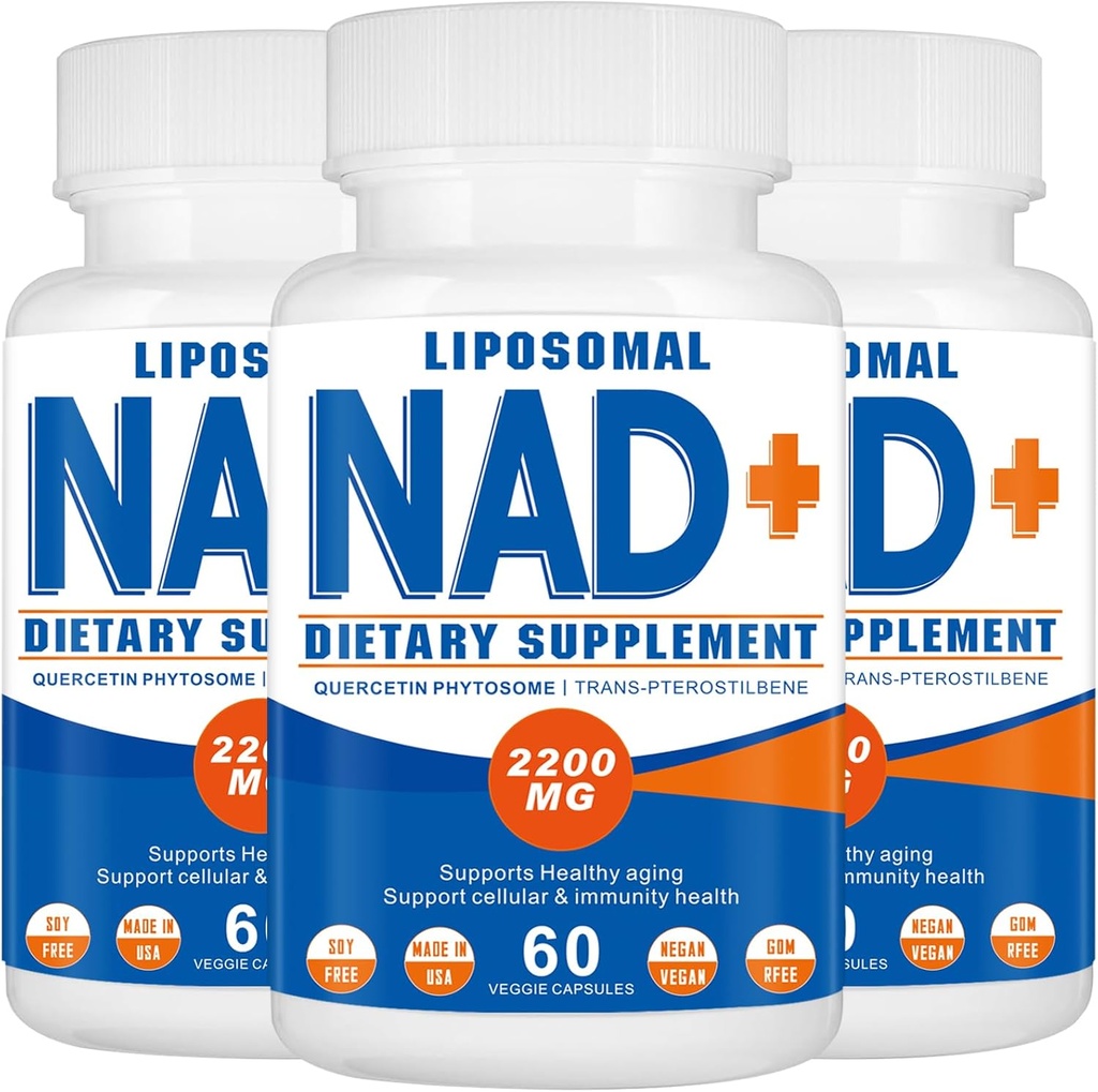 2200mg Λιποσωματικό NAD+ Συμπλήρωμα, Συμπλήρωμα NAD για Κυτταρική Ενέργεια, Γήρανση Defese, 180 κάψουλες