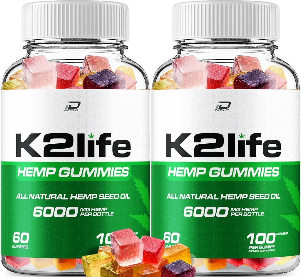 K2Life Hemp Gummies - with Hemp Seed Extract K2 Life Hemp Gummies Tinnitus Herbal Supplement, Health and Wellness Support, All Natural K2Life Hemp Gummy Advanced Formula (2 Pack - 120 Gummies)