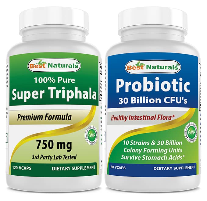 Best Naturals Triphala 750 mg & Probiotic 10 Strains & 30 Billion CFU