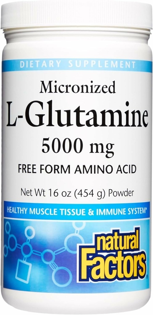 Φυσικοί παράγοντες Μικρονωμένα L-Glutamine 5,000 mg σκόνης - Εύκολη Απορρόφηση συμπλήρωμα υποστήριξης για την υγεία των ούλων - σκόνη Amino οξύ συμπλήρωμα υποστηρίζει την αποκατάσταση των μυών - 16 oz (90 εξυπηρετούν)