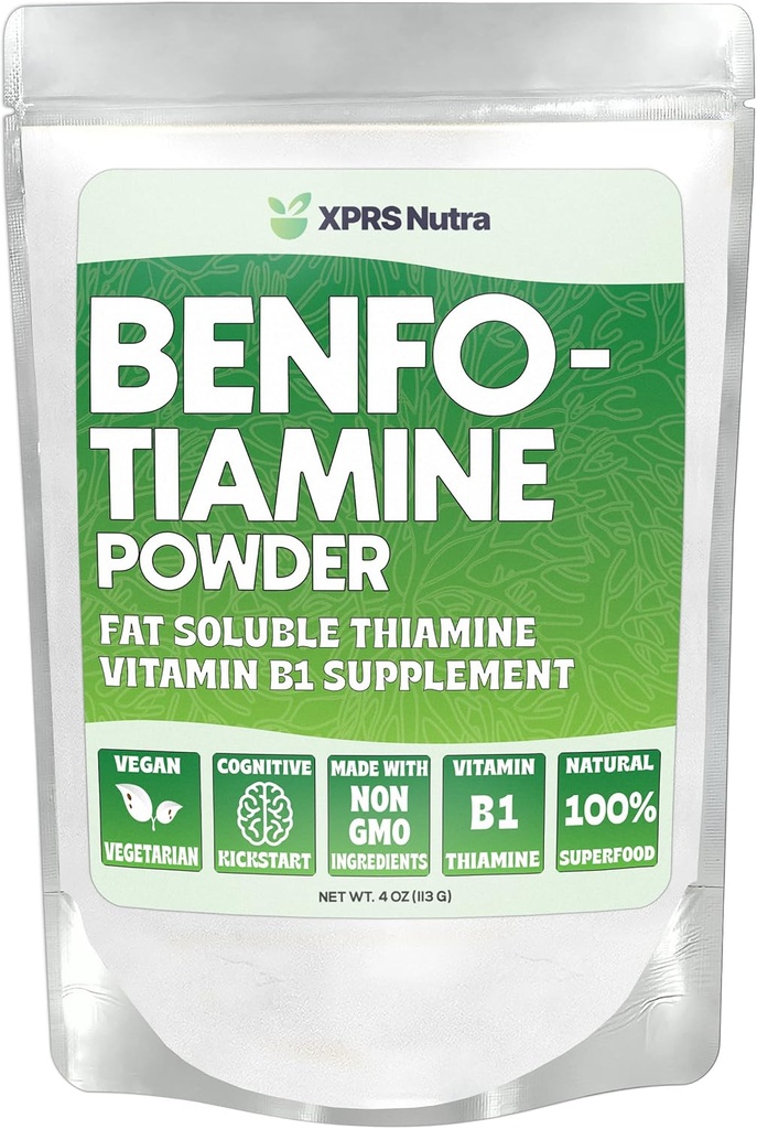 XPRS Nutra Benfotiamine σκόνη (Thiamine) - Λιποδιαλυτό συμπλήρωμα θειαμίνης καρδιάς - Προηγμένη βιταμίνη Β1 Benfotiamine για μια Γνωστική ενίσχυση - Vegan Φιλική σκόνη Benfotamine (4 ουγγιά)