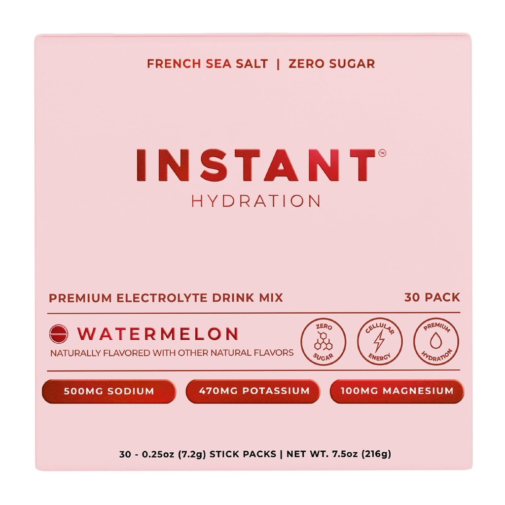 Άμεσης Ενυδάτωσης Ηλεκτρολύτες Powder Packets - Watermelon Electrolyte Drink Mix - Zero Sugar - Keto, Vegan, Gluten-free, Non-GMO - Ενισχύστε την αποκατάσταση, την υγεία του εγκεφάλου, τους μυς και τους ιστούς Υποστήριξη - 30 Sticks