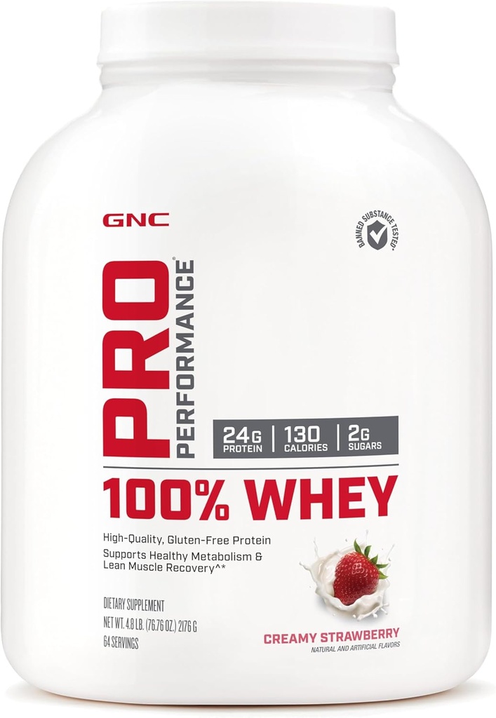 GNC Pro Performance 100% Whey - Creamy Strawberry (64 Servings)
