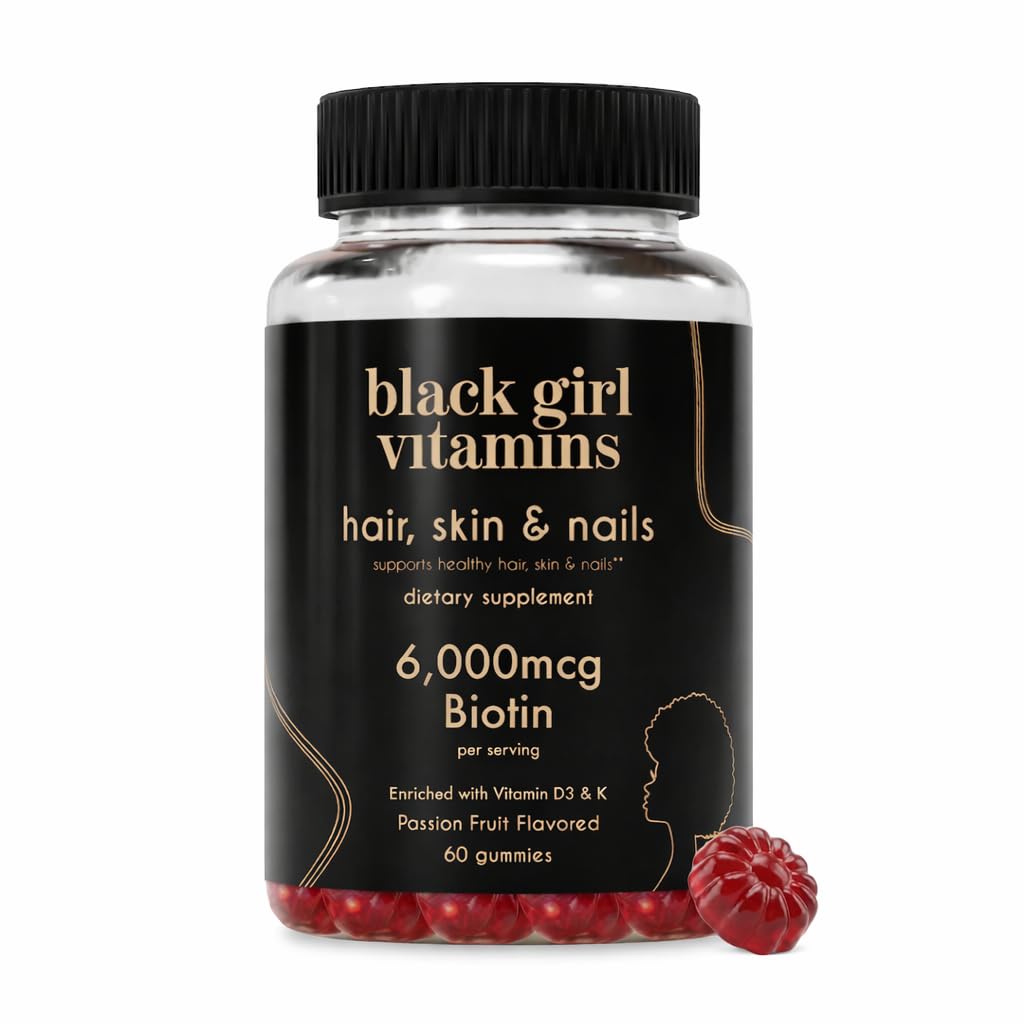 Black Girl Βιταμίνες - Μαλλιά, Δέρμα, και Καρφιά Gummies με Βιοτίνη (6000 mcg), Ψευδάργυρος, Ζελατίνη Δωρεάν, Βιταμίνη Α, και Βιταμίνη Ε - Γλουτένη-Δωρεάν. Κατασκευασμένο στις ΗΠΑ (Passion Fruit, 60 Count) 30 Ημέρα προσφοράς