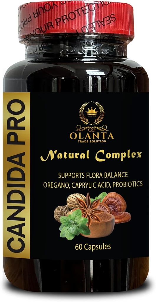 Candida PRO Complex - Balanced Gut Health Support, Caprylic Acid Κάψουλες για Candida, Black Walnut, Wormwood, Candida για γυναίκες - 1 φιάλη