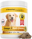 Amazing Omega 3 for Dogs - Fish Oil for Dogs Supplement 90 Salmon Soft Chews - Itchy Skin, Dry Skin, Shedding & Coat Support - Omega Fatty Acids EPA DHA - Made in USA