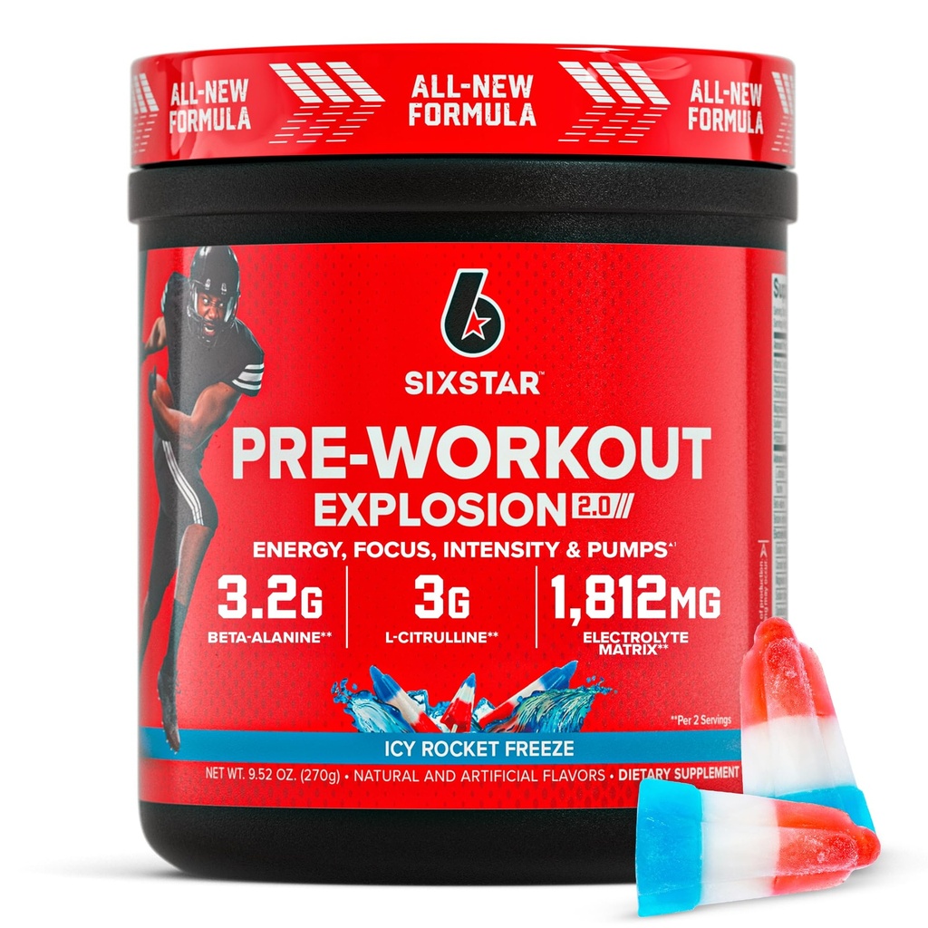 Six Star Pre-Workout Powder for Men & Women, ICY Rocket Freeze (30 services) - Preworkout Explosion 2.0 Energy Powder Drink Mix with Beta-Alanine & Caffeine - Sports Nutrition Συμπληρωματικά Προϊόντα