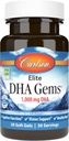 Carlson - Elite DHA Gems, 1000 mg DHA, Υποστηρίζει υγιή εγκεφαλική λειτουργία & όραση, 30 μαλακά τζελ