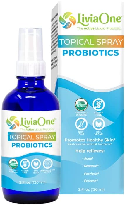 LiviaOne Topical Liquid Probiotics Spray, USDA-Certified Organic Probiotics, Γλουτένη- και αλλεργιογόνο-free Vegan Probiotics, Non-GMO και Raw, 2 FL Oz (Pack of 1)