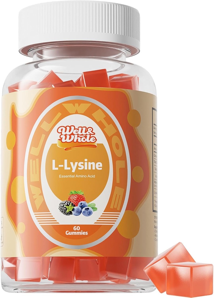 L-Lysine Gummies 1000mg - L-Lysine Συμπληρώματα για Παιδιά και Ενήλικες - Lip and Cold Sore* Υποστήριξη για Γυναίκες - Μασώμενα Lysine Gummies με Βιταμίνη B12 - Vegan, Μη ΓΤΟ, Χωρίς Γλουτένη, 60 Μετρήσεις