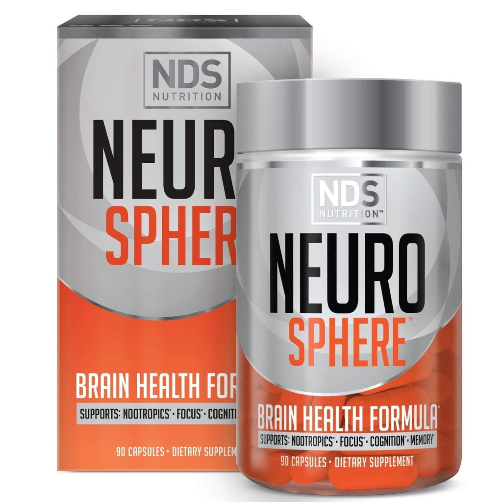 NDS Nutrition Neuro Sphere - Brain Health Formula - Nootropic, Αύξηση Εστίασης και Ενέργειας, Ενίσχυση Συγκέντρωσης, Αντιοξειδωτικό και Υποστήριξη Ανοσίας - 90 Κάψουλες