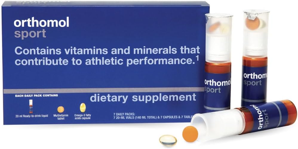 Orthomol Sport, 7-Day Supply, Premium Sports Συμπλήρωμα Διατροφής με Βιταμίνες Α, Β, C, D, E, Ψευδάργυρος, Ιώδιο, Συνένζυμο Q10, L-Καρνιτίνη, Ωμέγα-3, και Βασικά Ορυκτά για Βέλτιστη Απόδοση