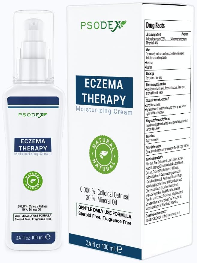 PSODEX Eczema Cream – Ενυδατική Θεραπεία Eczema Δερματική Φροντίδα με Αλόη Βέρα, Βιταμίνες, Λάδι Τσάι – Βιολογικό και Φυσικό Έκζεμα Λοτιά – Μη Ερεθιστική και Καταπραϋντική Κρέμα Έκζεμα