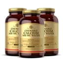 Solgar Chewable Calcium 500 mg - 120 Wafers, Συσκευασία των 3 - Προάγει τη μυοσκελετική υγεία - Μη ΓΤΟ, Vegan, Γλουτένη, σιτάρι & γαλακτοκομικά, Kosher - 180 Σύνολο Σερβίρει
