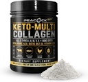 Keto Multi Collagen Peptides 16.2 oz - Bone Broth Protein Powder, με 5 τύπους Hydrolyzed Collagen, MCT Oil & Biotin για το δέρμα, αρθρώσεις, μαλλιά & νύχια, Unflaved Collagen Powder