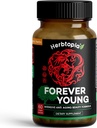 Forever Young Longevity Supplement for Immunity, Anti Gray Hair, Telomere Lengdening & Happy Mood w/Ginseng, Astragalus, Lions Mane, Reishi Mushroom, Codonopsis 