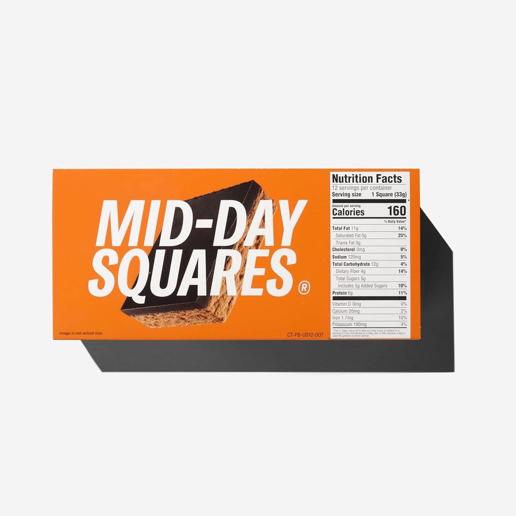 Mid-Day Squares Μπαρ σοκολάτας πρωτεΐνης φυστικοβούτυρο, 1.16 Oz το καθένα, 2 συσκευασίες (24 τετράγωνα) 