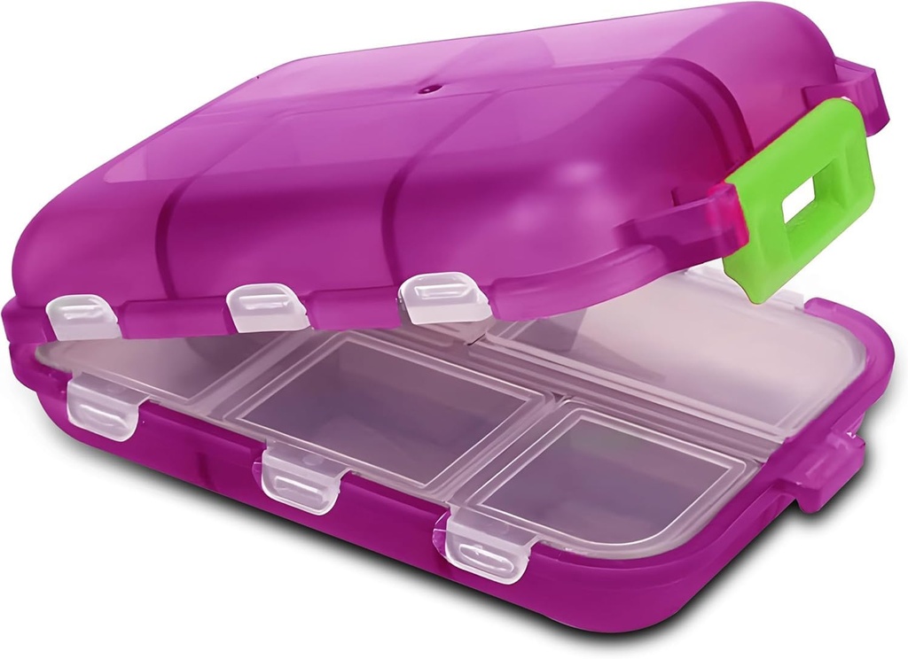 Travel Pill Box – Travel Pill Organizer – Compact Portable Pill Case with 10 Compartments – Pill Case for Purse, Pocket – Durable Daily Pill Organizer for Vitamins, Συμπληρώματα (Pink)