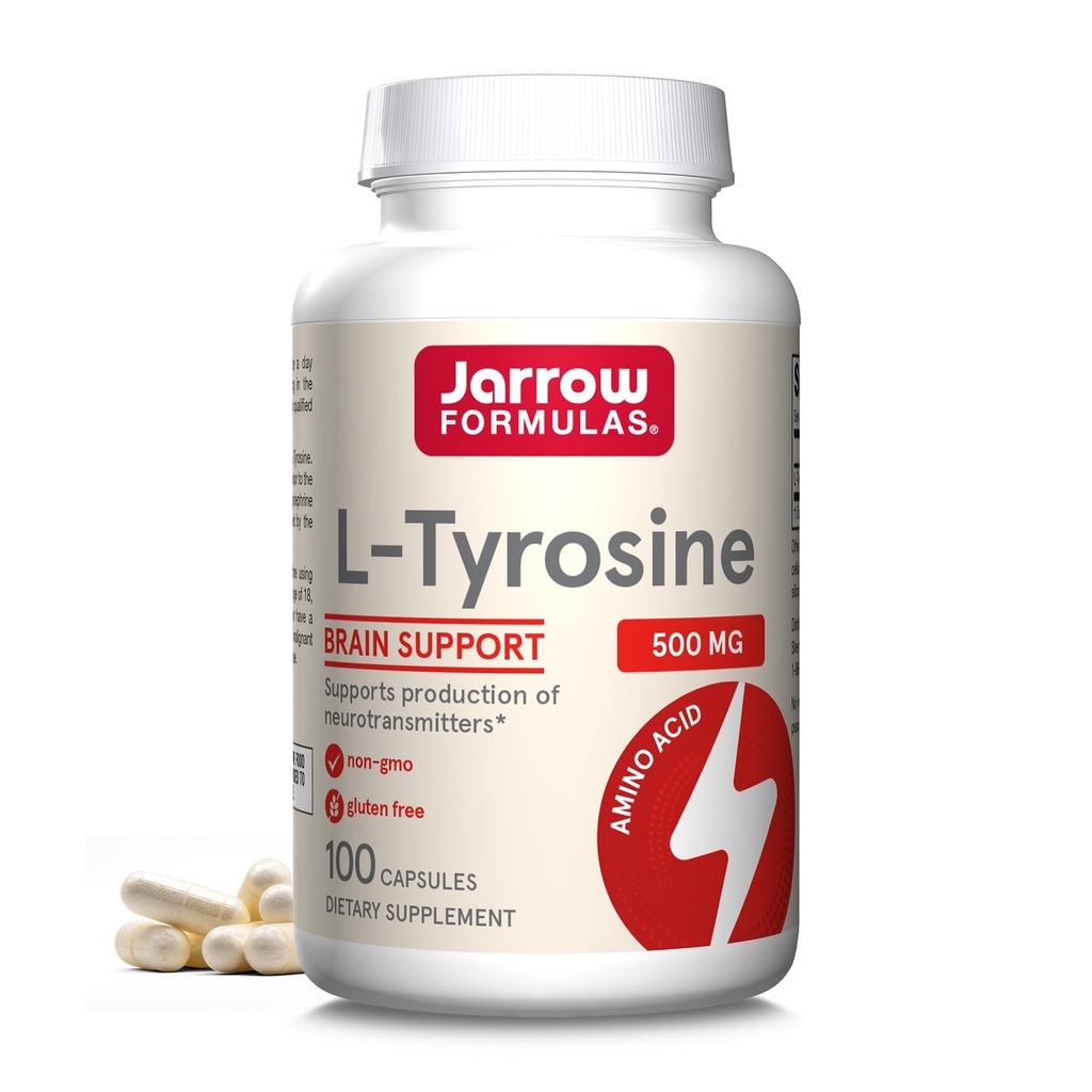 Jarow Formulas® L-Τυροσίνη 500 mg, συμπλήρωμα διατροφής, συμπλήρωμα αμινοξέων για την υποστήριξη της υγείας του εγκεφάλου, 100 κάψουλες, 100 ημέρες προσφοράς