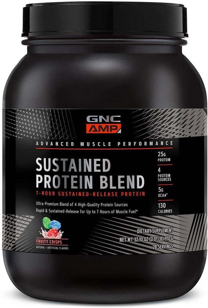 GNC AMP Παρατεταμένη Πρωτεΐνη Blend - Φρουτώδη Κρισπές (28 εξυπηρετούν)