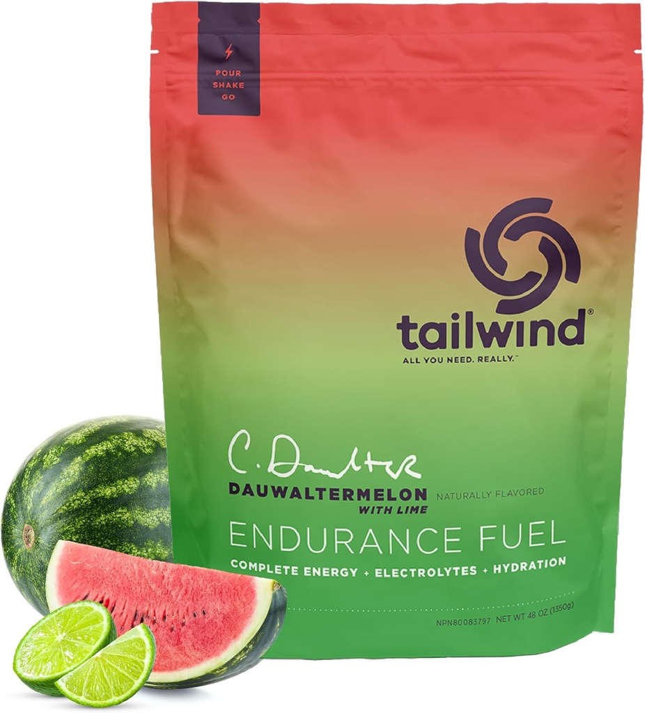 Tailwind Nutrition Endurance Fuel, Carbohydrate & Electrolyte Sports Drink Mix Powder, Gluten-Free, Vegan, Dauwaltermelon, 50 Servings