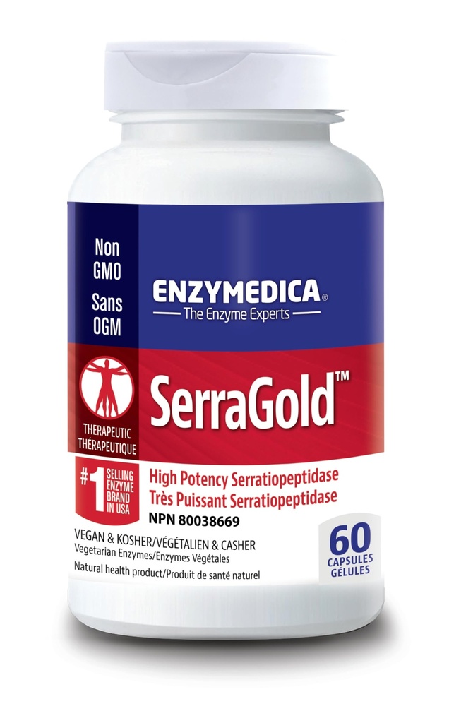 Enzymedica, SerraGold, High-Potency Serrapeptase Enzyme Supplement, Supports Respiratory, Heart & Immune Function, 60 Count