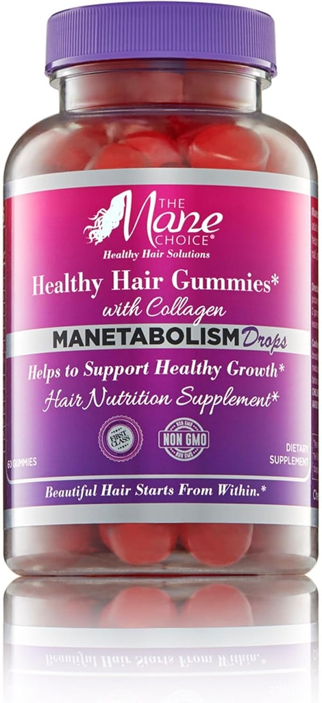 Η Mane Choice MANETABOLISM Σταγόνα υγιεινές βιταμίνες μαλλιών με κολλαγόνο (60 Gummies) Δέρμα μαλλιών και νυχιών Βιταμίνες, συμπληρώματα διατροφής μαλλιών για γυναίκες και άνδρες για μακρύτερα, πιο παχιά και πιο υγιή μαλλιά