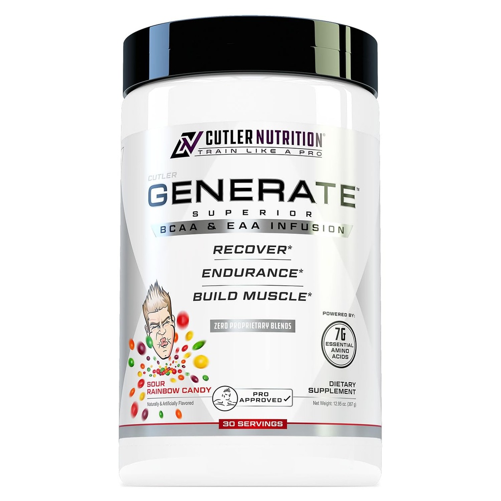 Cutler Nutrition Generate EAA και BCAA Powder: Best Branched Chain Amino Acids Supplement with Essential Amino Acids, 5g BCAAs, 2g EAAs for Lean Muscle Mass 
