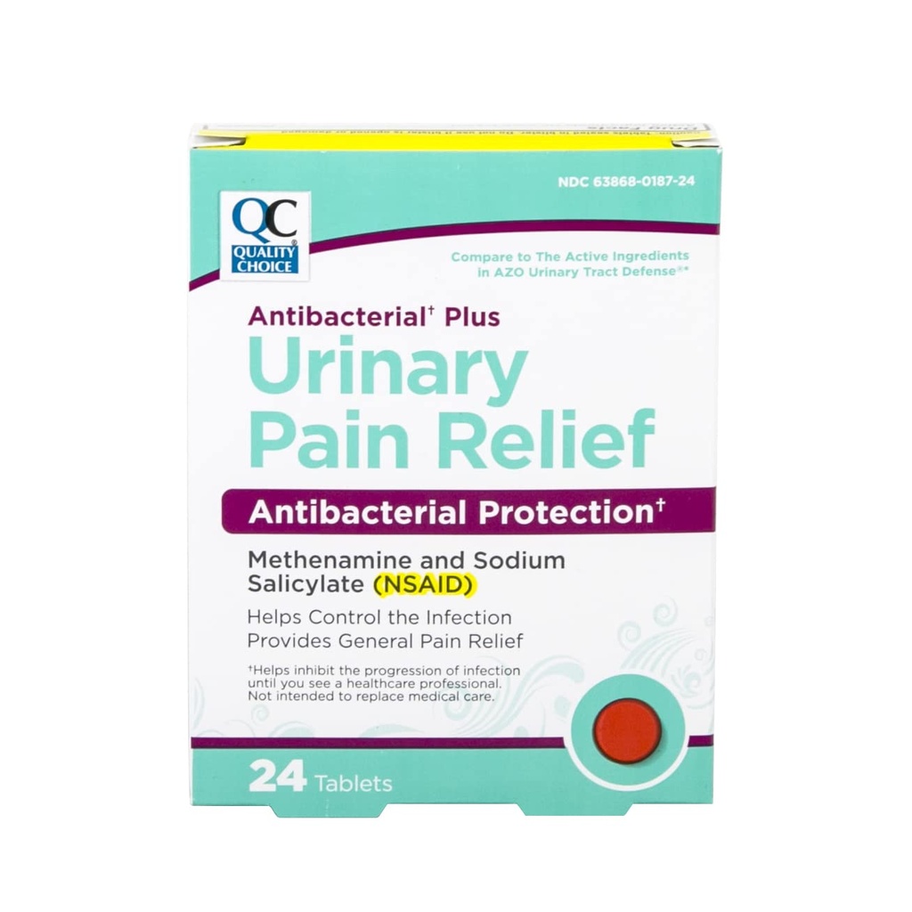 Quality Choice Urinary Pain Relief Antibacterial Plus, Urinary Tract Protection, Βοηθά τον έλεγχο των συμπτωμάτων του (UTI) Μέχρι να μπορείτε να δείτε ένα γιατρό. 24 δισκία