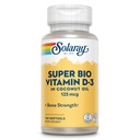 SOLARAY Super Bio Vitamin D3 in Coconut Oil - D3 Vitamin 5000 IU - Συμπλήρωμα για την υγεία των οστών και το ανοσοποιητικό - Lab Επαληθευμένο, Made Wtihout Soy, 60 ημερών εγγύηση - 120 Softgels, 120 υπηρεσίες