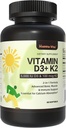 Βιταμίνη D3 K2, Βιταμίνη D3 5000 IU (125 mcg) + Βιταμίνη K2 100 mcg, 2 σε 1 D3 και K2 συμπληρώματα για την υποστήριξη της υγείας των οστών, των δοντιών, των μυών και του ανοσοποιητικού, 60 Softgels