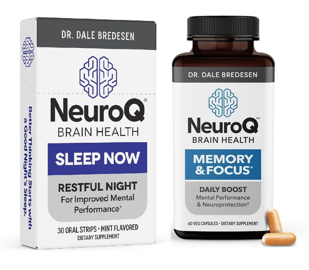 LifeSeasons NeuroQ Memory & Focus with SleepNow Strips - 24/7 Brain Health Support - Improve Cognitive Sleep Function - 30 Day Supply