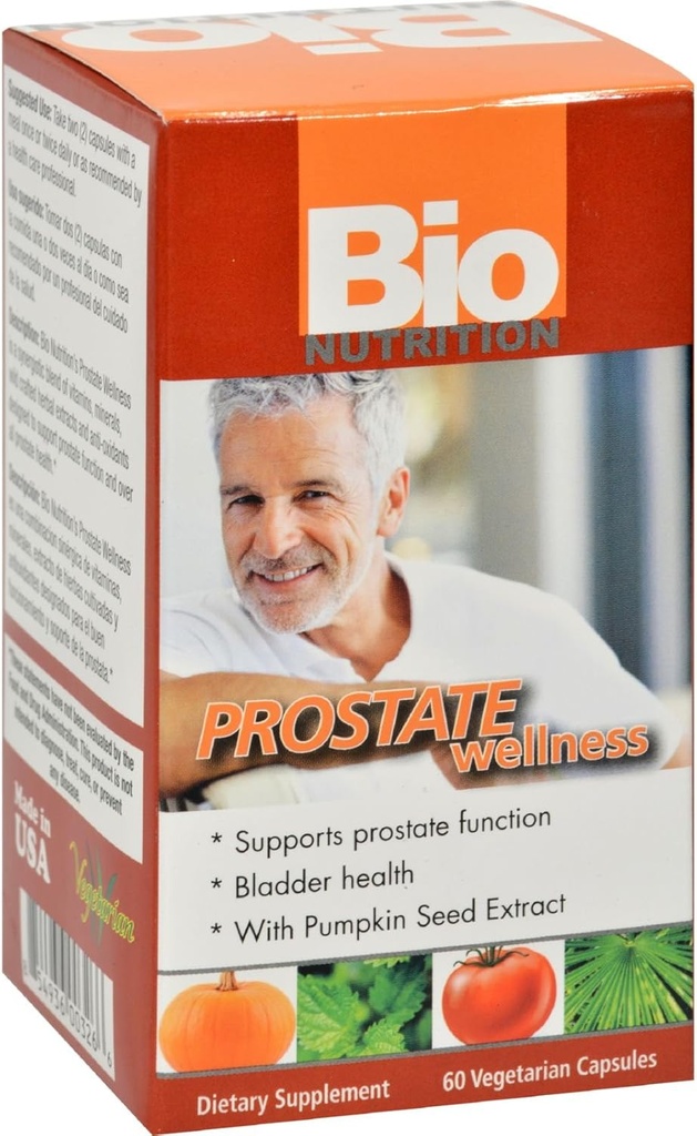 Bio Nutrition Prostate Wellness - Bladder Health - Χωρίς γλουτένη - 60 κάψουλες χορτοφάγων (πακέτο του 2)