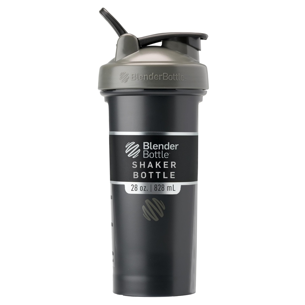 BlenderBottle Classic V2 Shaker μπουκάλι Ιδανικό για πρωτεϊνικές ανακινήσεις και προ προπόνηση, 28-Ounce, γκρι/μαύρο, μαύρη σκιά