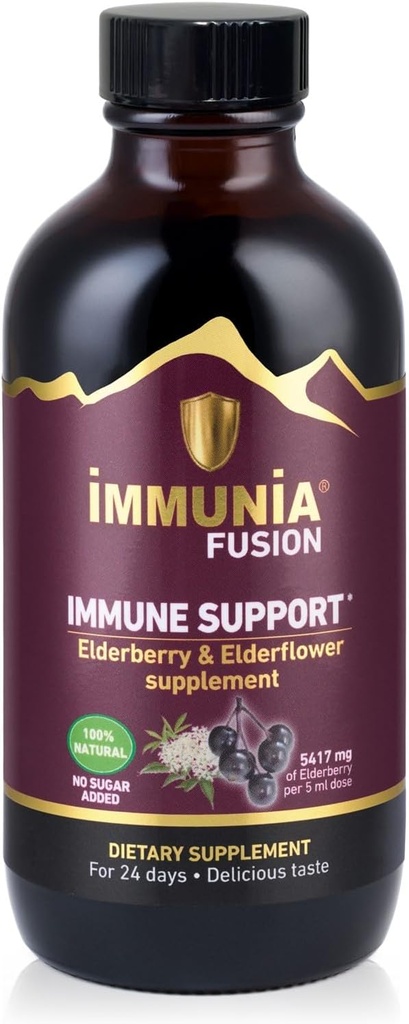 Immunia Fusion - Ενίσχυση της ανοσοποιητικής σας υποστήριξης. Μια Ισχυρή Φόρμουλα Φτιαγμένη με βατόμουρα, άνθη και Γαλάζια Φρούτα Πλούσια σε πολυφαινόλες. Μια συμπυκνωμένη αντιοξειδωτική φόρμουλα.