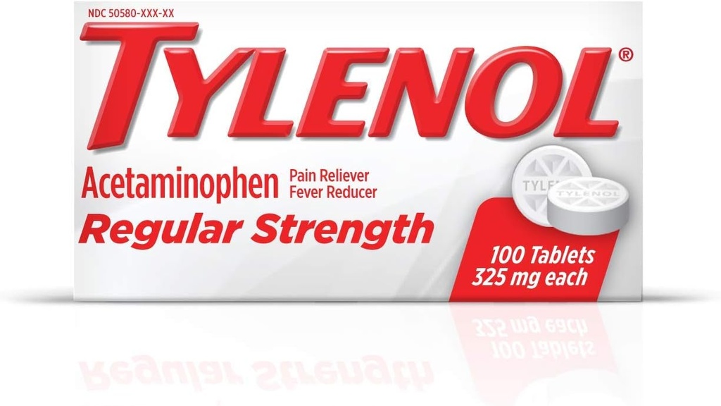 Tylenol Regularισκία Τακτικής Δύναμης με 325 mg Acetaminophen, Fever Reducer & Pain Reliever για Πονοκέφαλο, Οσφυαλγία, Μυϊκό Πόνος & Εμμηνορρυσιακό Κραμπ, 2 Pack