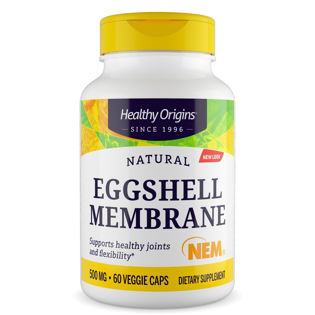 Healthy Origins NEM Eggshell Membrane 500 mg, 60 Veggie Capsules - Clinically Studied, USA Sourced - Fast-Acting Supplement for Joint Comfort, Flexibility & Mobility - 2 Month Supply