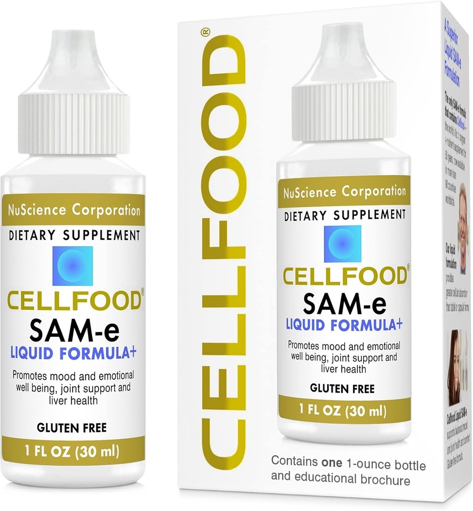 Cellfood SAM-e Liquid Formula+, 1 fl oz - Κοινή Υποστήριξη & Ηπατική Υγεία - Υγρό για ευκολότερη απορρόφηση & Καλύτερη βιοδιαθεσιμότητα - Χωρίς γλουτένη, Μη ΓΤΟ - 30-Ημέρα προσφοράς