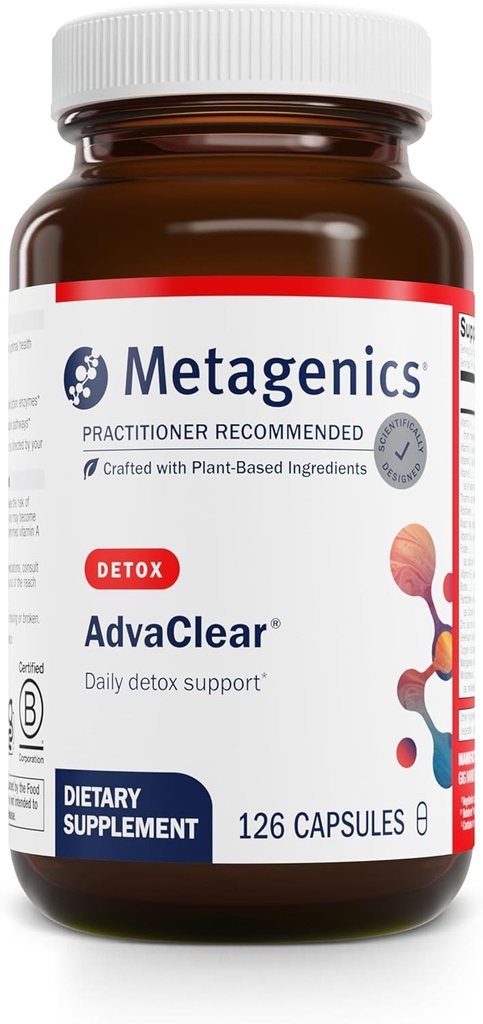 Μεταγονική AdvaClear - Καθημερινή υποστήριξη Detox με βιταμίνες Β, ψευδάργυρος & παντοθενικό οξύ - Υποστηρίζει το ήπαρ και την ανοσοποιητική υγεία * - Μη-ΓΤΟ, χωρίς γλουτένη, Vegan - GMP Certified Facility - 126 Κάψουλες