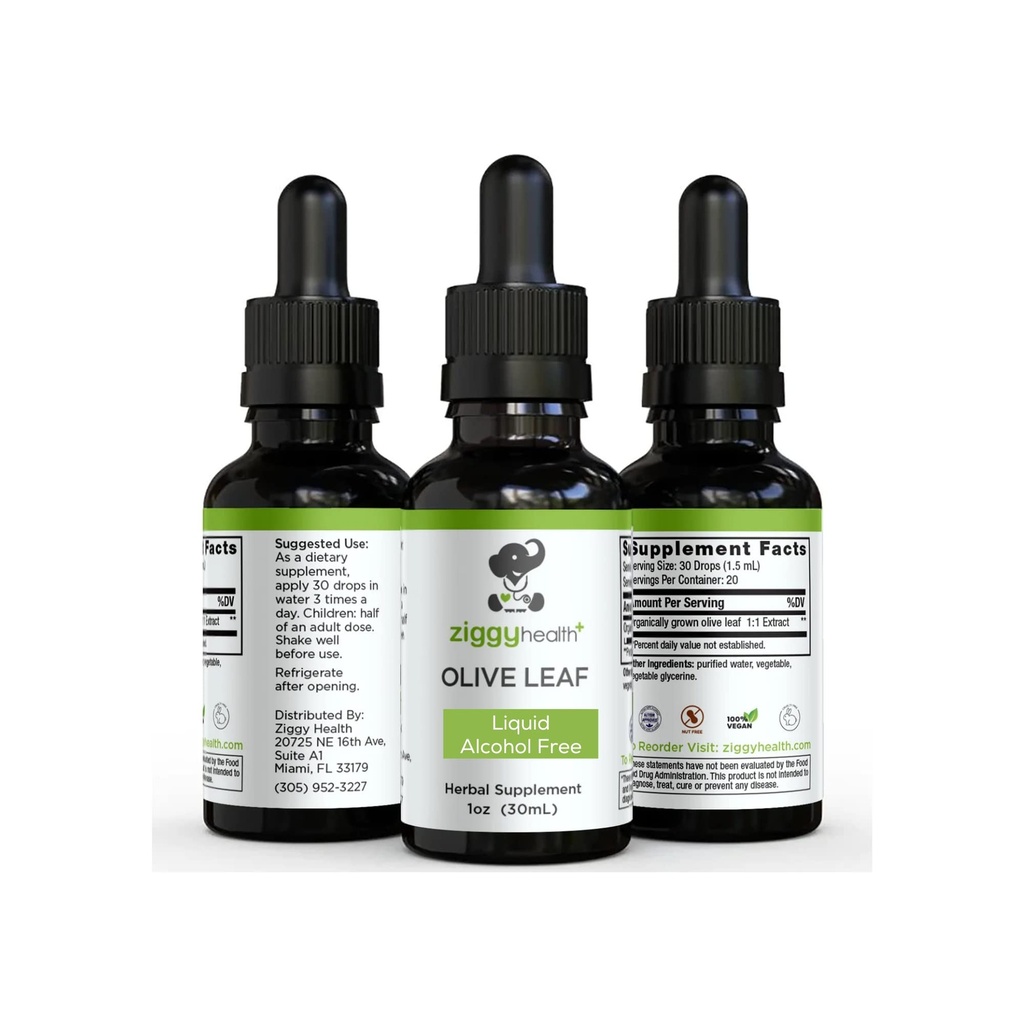 Olive Leaf Extract Υγρή Βάμμα - Βιολογικό - Αλκοόλ Δωρεάν Συμπλήρωμα Διατροφής - Επιπλέον Δύναμη - Καρδιαγγειακή και Συνολική Υποστήριξη Υγείας - Vegan - 1 oz by Ziggy Health