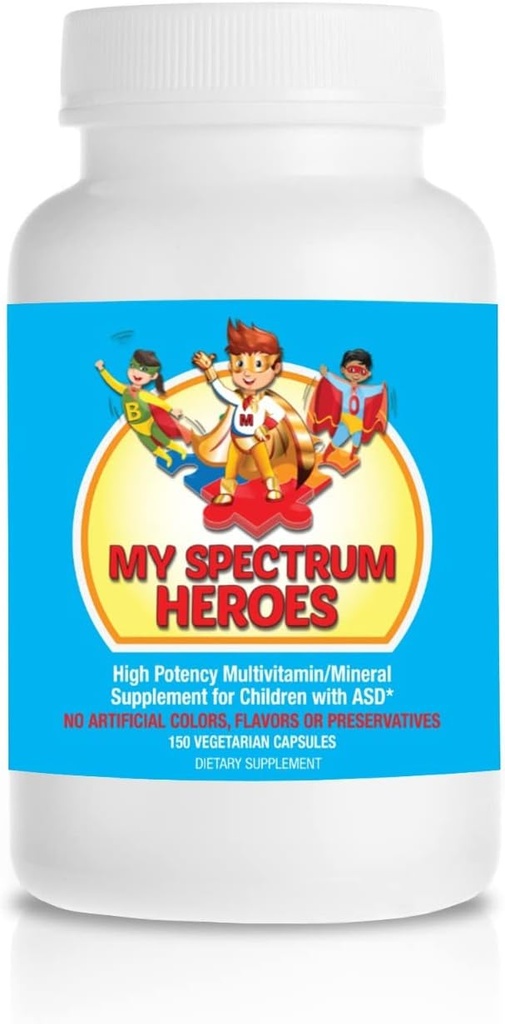 My Spectrum Heroes Children's Multivitamin Supplement - Acetyl-l-carnitine, Choline, Coenzyme Q10, Inositol, MSM, MTHF, NAC για Καθημερινή Διατροφική Βοήθεια και Γνωστική Υγεία (150 Κάψουλες)