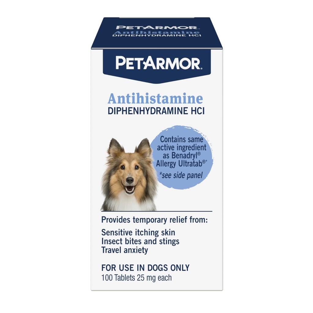 PetArmor Αντιισταμινική Αλλεργία Ανακούφιση για τα σκυλιά, εύκολο στη χρήση Αλλεργική Ιατρική για τα σκυλιά, Anti-Itch ιατρική παρέχει ανακούφιση από τα έντομα τσιμπήματα, και Stings, 100 δισκία