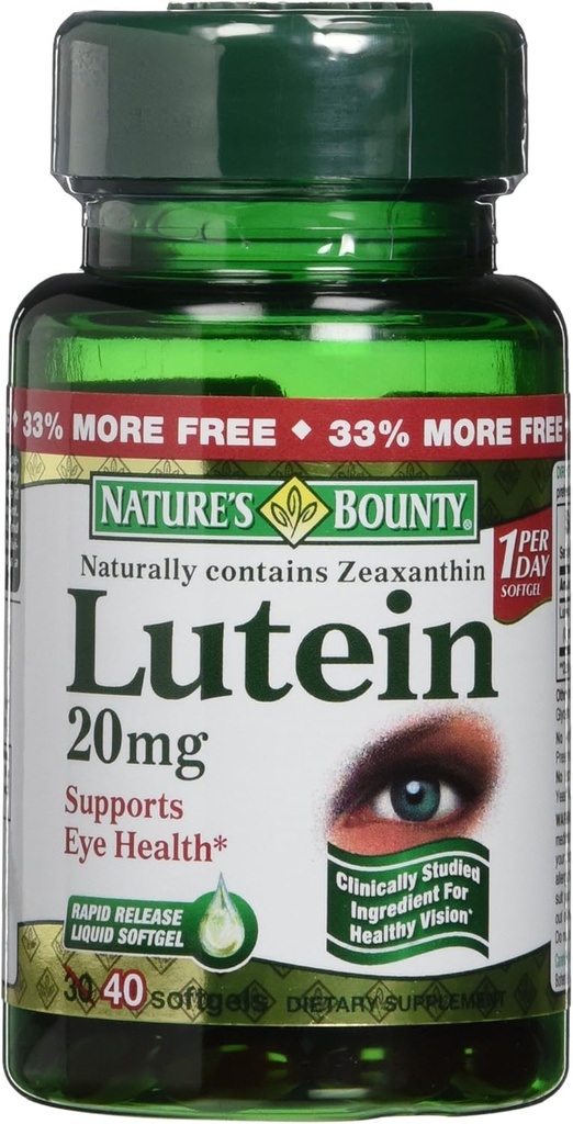 Nature's Bounty Lutein 20 mg 40 Softgels (πακέτο των 2)