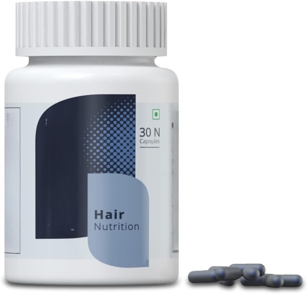 Hair Nutrition Supplement with Biotin, Vitamins, Minerals, Amino Acids & DHT Blockers for Hair Growth, Nourishment, Strengthens & Reduces Hair Fall for Men & Women - 30 Veg Capsules (1 Month)