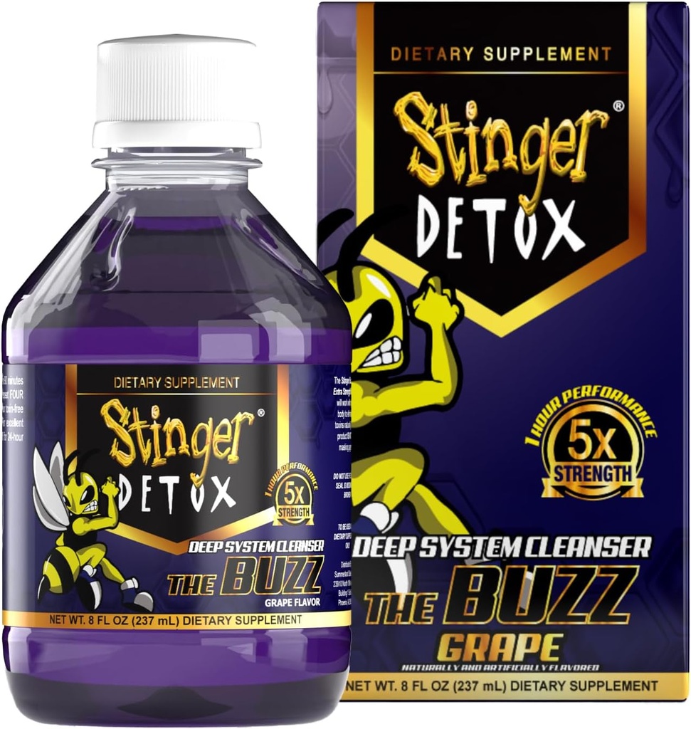 Stinger Detox Buzz 5X Extra Strength Drink – Grape Flavor – 8 FL OZ - 2 Pack
